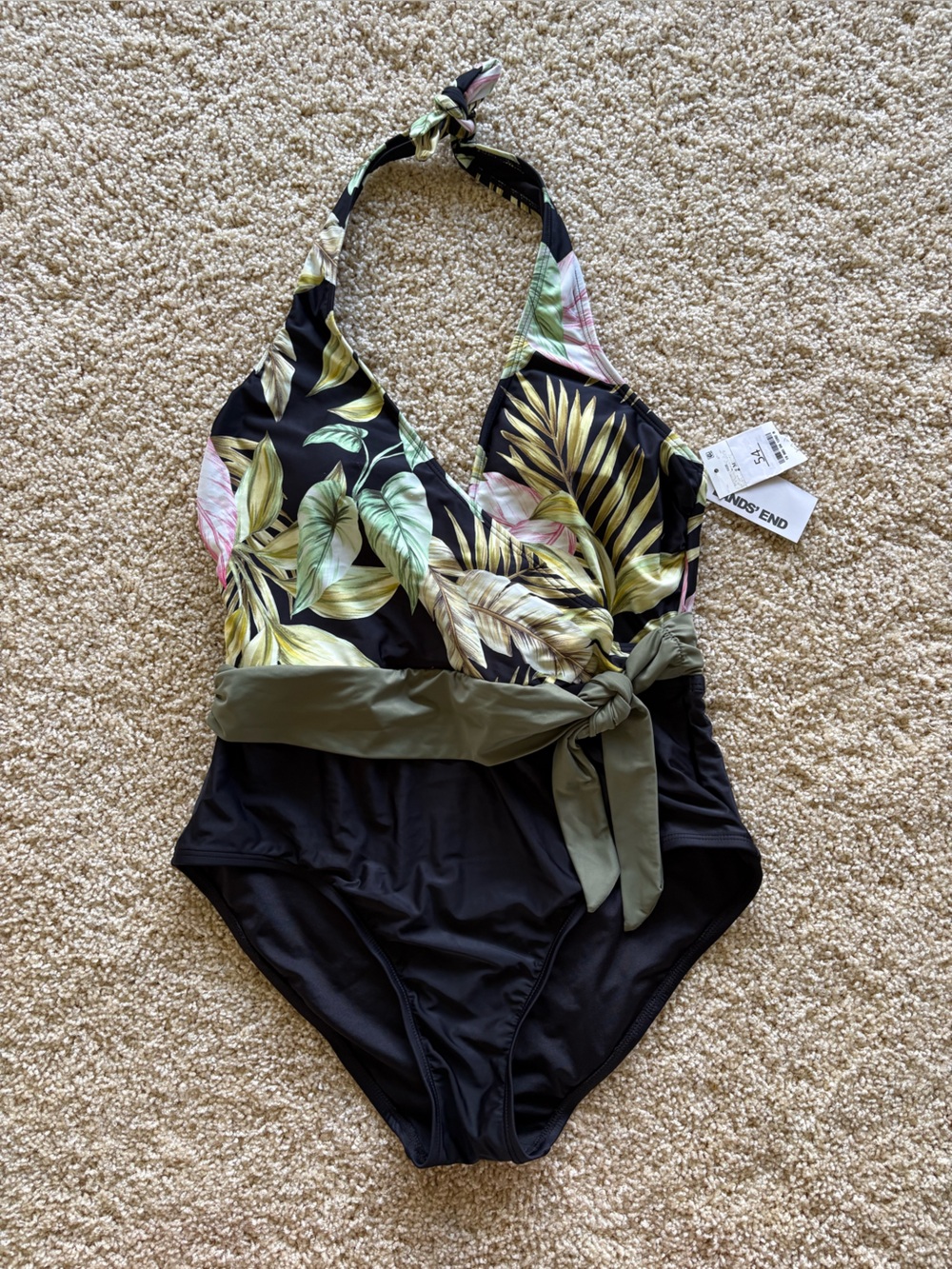 Lands' End Women's Surplice One Piece Swimsuit - Black M
